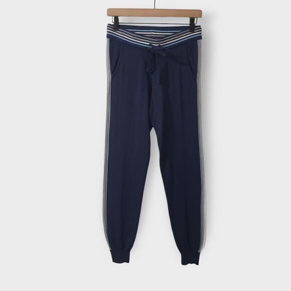 Faherty Womens Surf Jogger Pant Organic Cotton Cashmere Blue Stripe Small Lounge - Picture 1 of 14